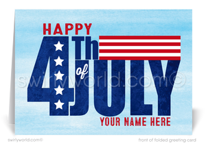 Patriotic American flag star red, white, and blue celebrating Independence Day; happy 4th of July greeting cards.