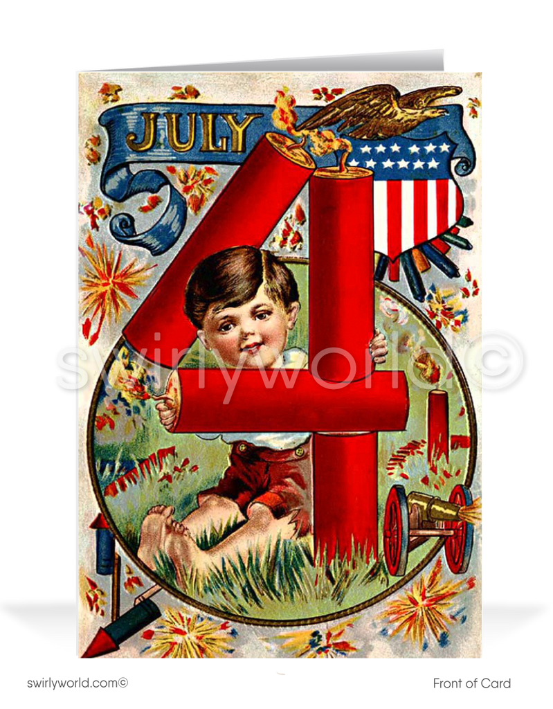 Vintage Victorian 1900's Patriotic American Fourth of July Cards.