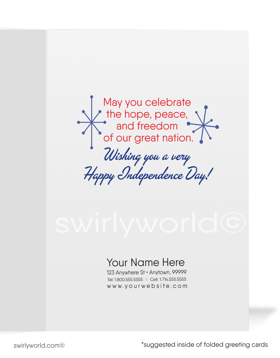 Vintage retro pinup happy Fourth 4th of July Cards for Customers