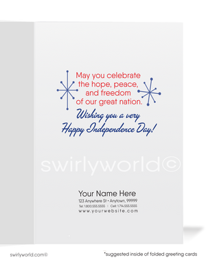 1950s Retro Vintage Patriotic American Pin-up Girl July 4th Printed Greeting Cards