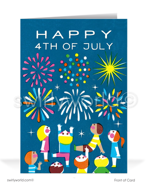 Atomic Retro Mid-Century Modern 1960s July 4th Independence Day Greeting Cards