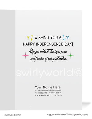 Atomic Retro Mid-Century Modern 1960s July 4th Independence Day Greeting Cards