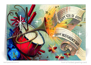 Vintage retro patriotic American 4th of July greeting cards.