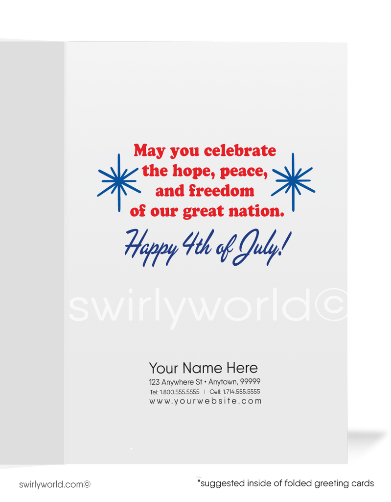 Cute Mid-Century Vintage 1950's Military Saluting American Flag 4th of July Cards