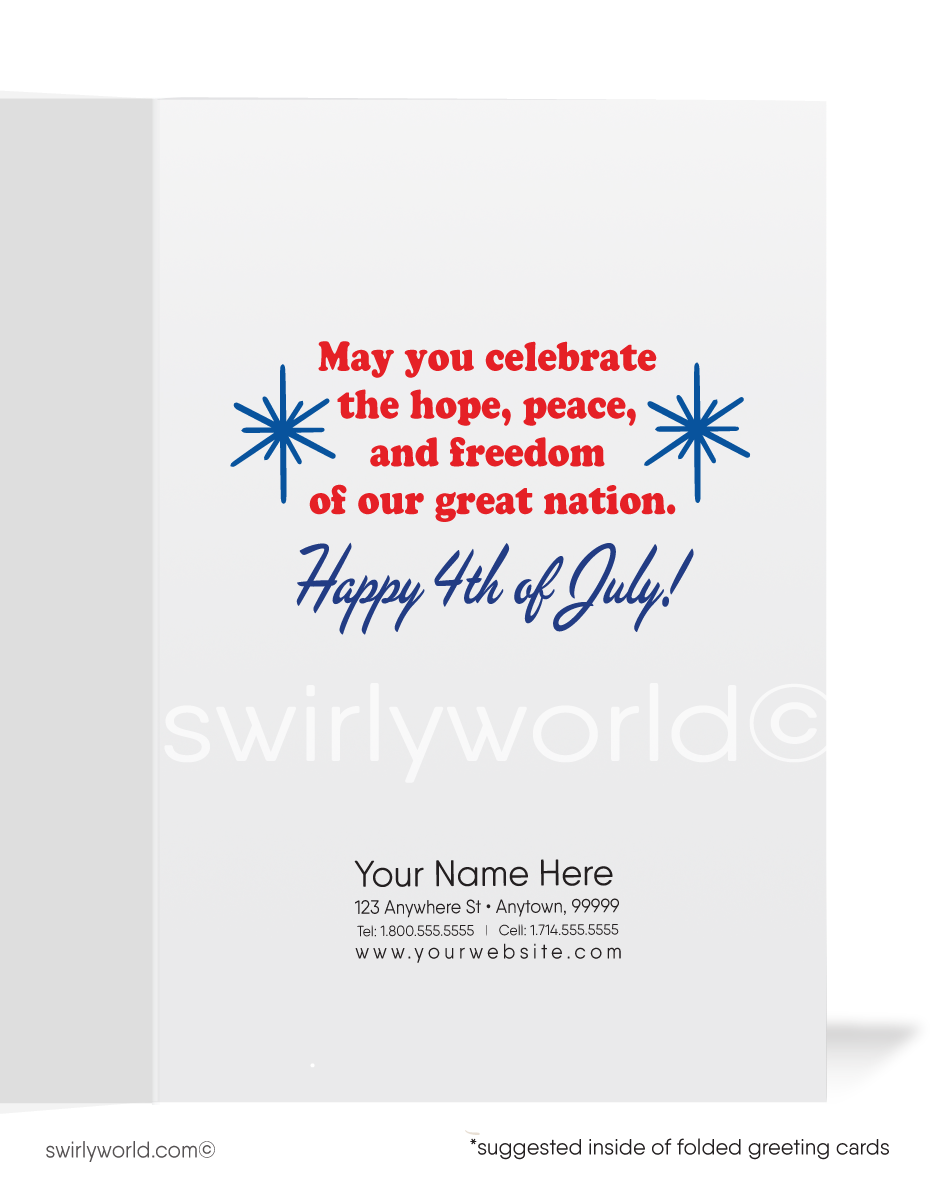 Cute Mid-Century Vintage 1950's Military Saluting American Flag 4th of July Cards