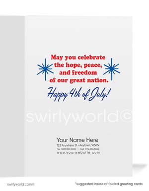 Cute Mid-Century Vintage 1950's Military Saluting American Flag 4th of July Cards