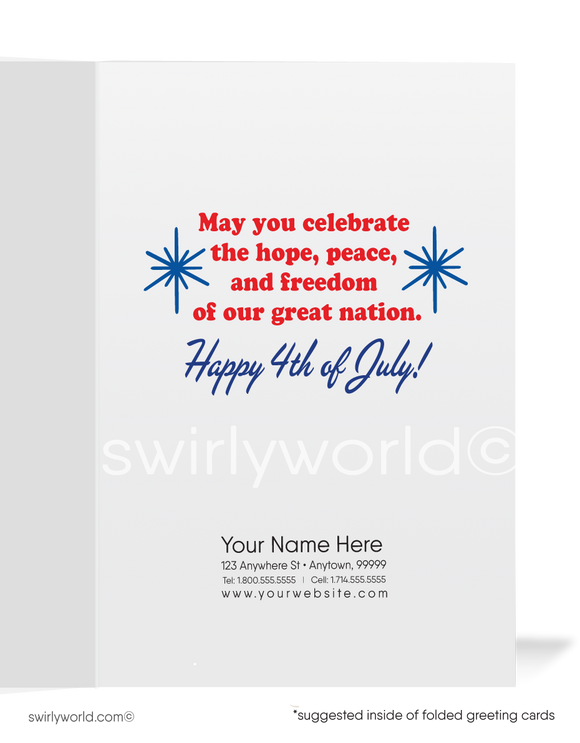 Cute Mid-Century Vintage 1950's Military Saluting American Flag 4th of July Cards