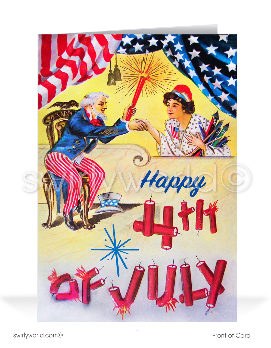 Vintage 1900's Victorian Happy Independence Day July 4th Cards.
