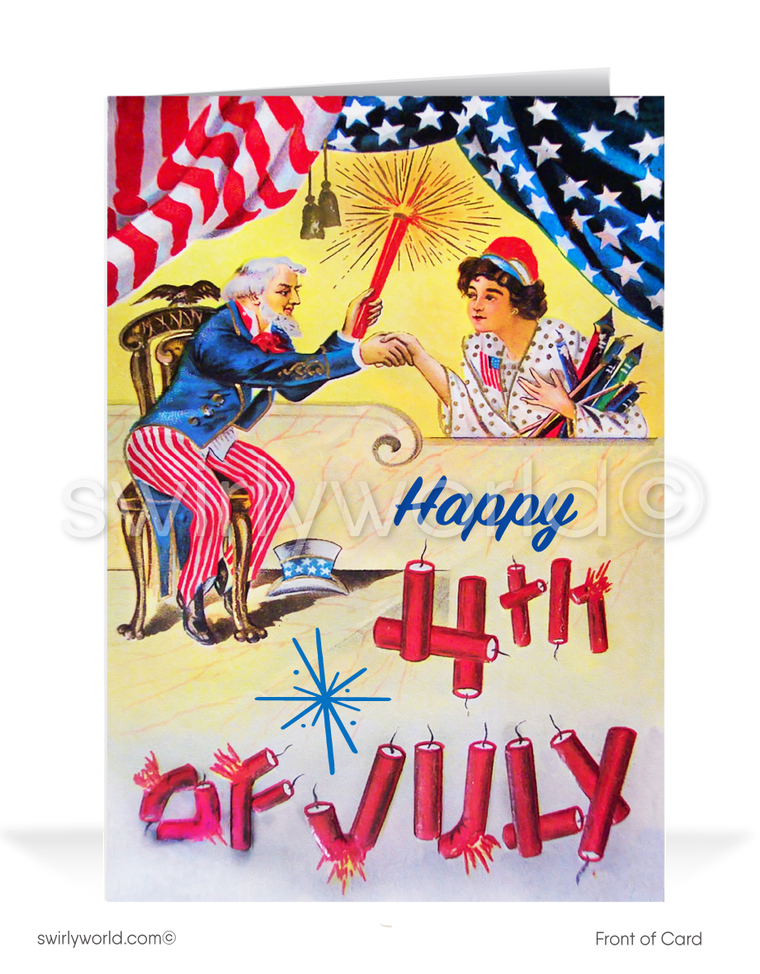 Vintage 1900's Victorian Happy Independence Day July 4th Cards.