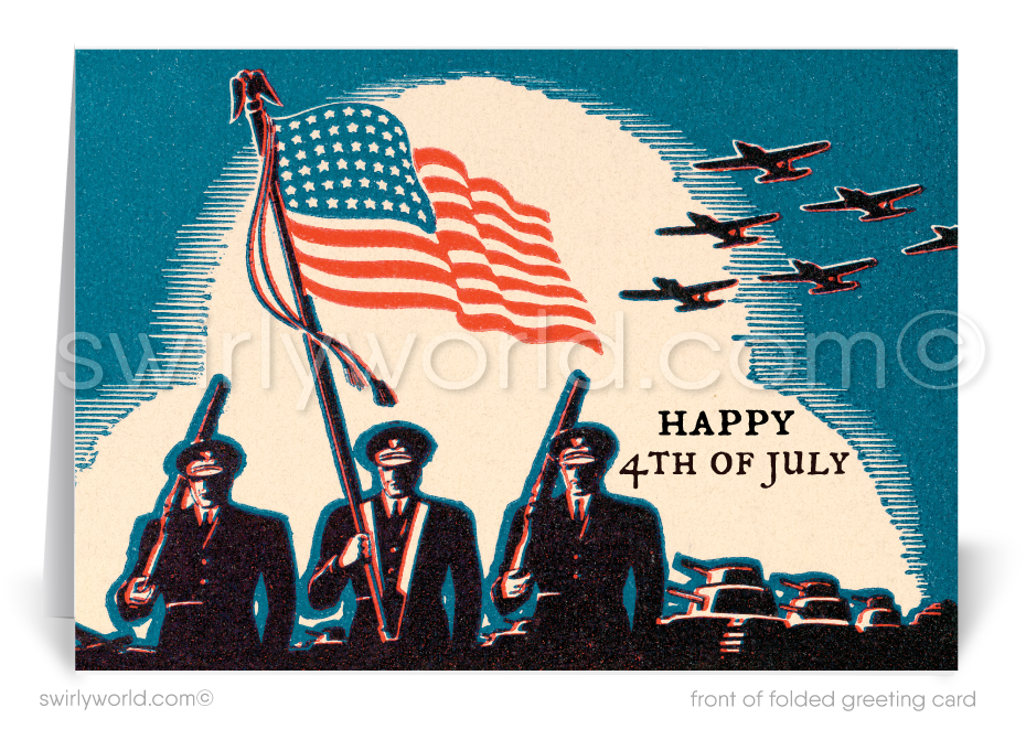 Vintage 1900's Victorian Happy Independence Day July 4th Cards. Military Fourth of July. Veterans Day