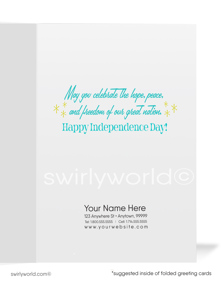 Retro Mid-Century Modern 1960's 4th of July Independence Day Greeting Cards