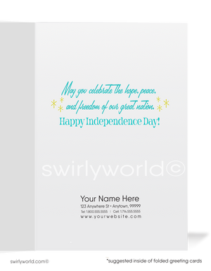 Retro Mid-Century Modern 1960's 4th of July Independence Day Greeting Cards