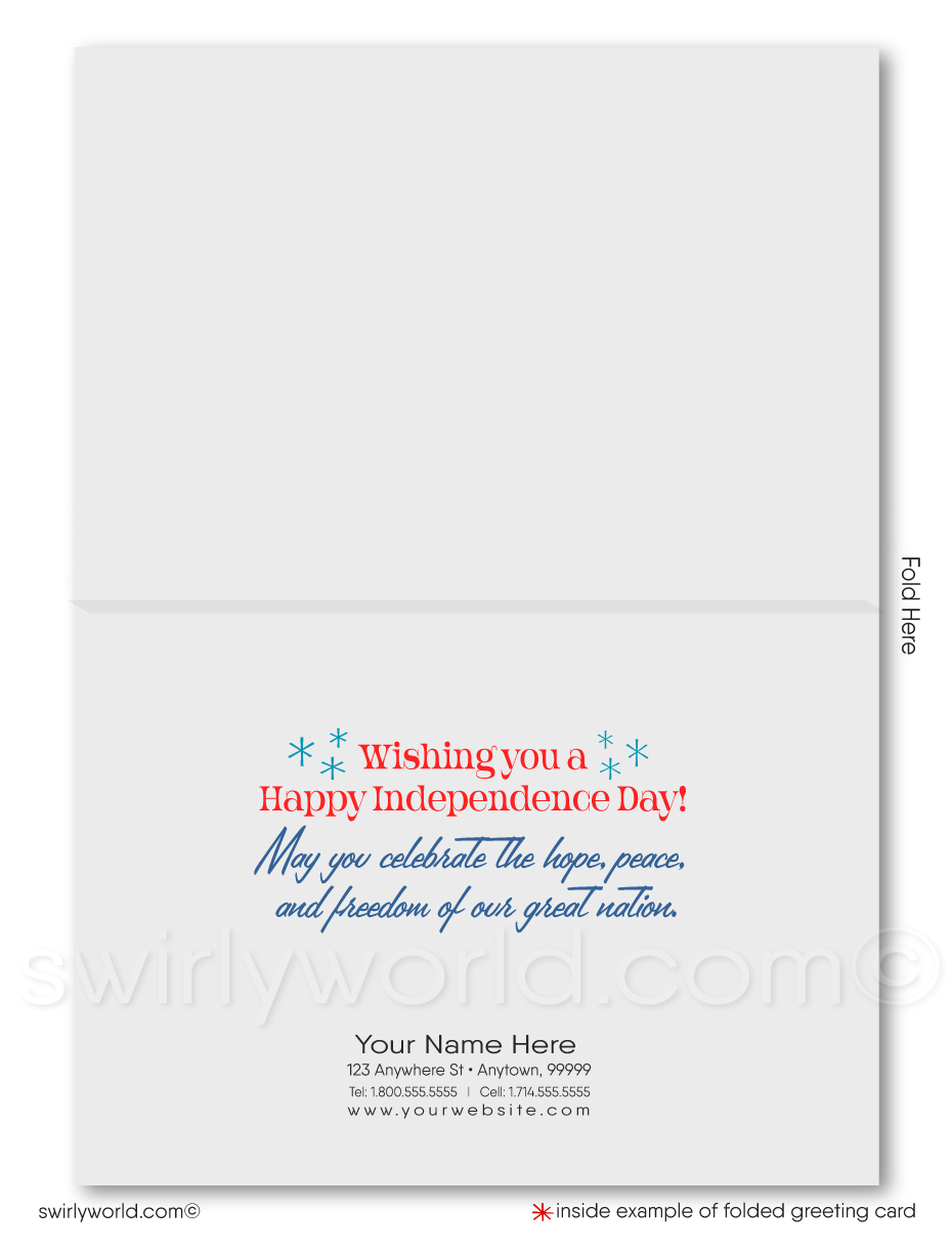 Retro Mid-Century Modern 1950's Patriotic American Flag Vintage 4th of July Cards