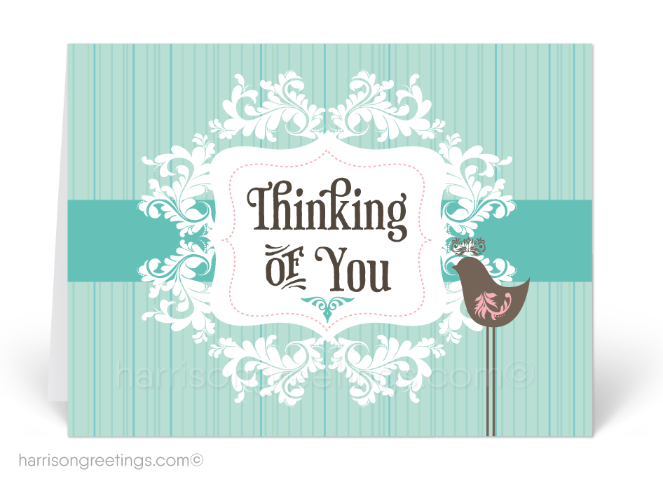 Retro Modern Thinking of You Greeting Cards