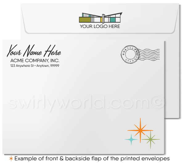 Retro Mid-Century Modern Palm Springs Real Estate Thank You Note Cards