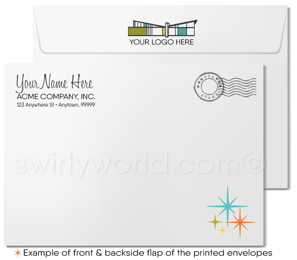 Retro Atomic Palm Springs Mid-Century Modern Thank You Note Cards