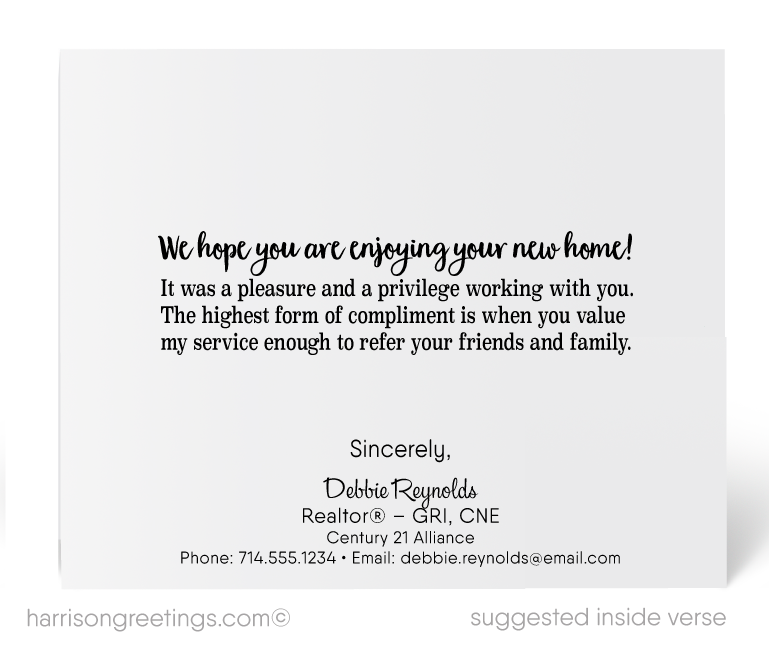 Client Congratulations Cards on New Home Purchase