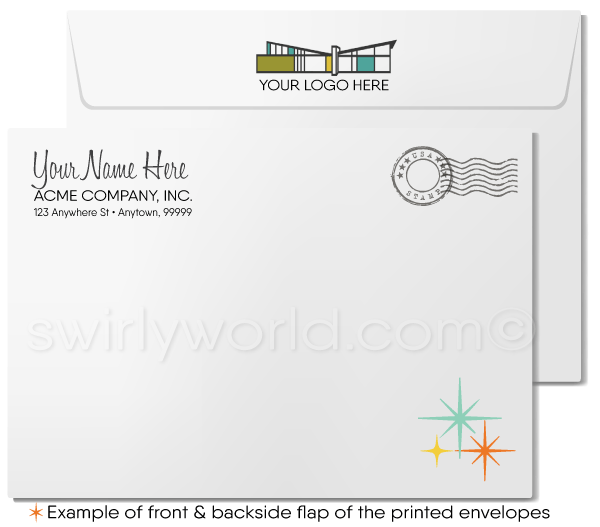 Retro Mid-Century Modern Home Interior Thank You Note Cards for Realtors