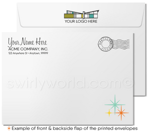 Retro Mid-Century Modern Home Interior Thank You Note Cards for Realtors