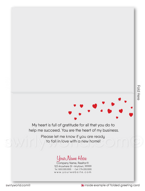 Cute Client Retro Pink House Full of Hearts Happy Valentine's Day Cards for Realtors®