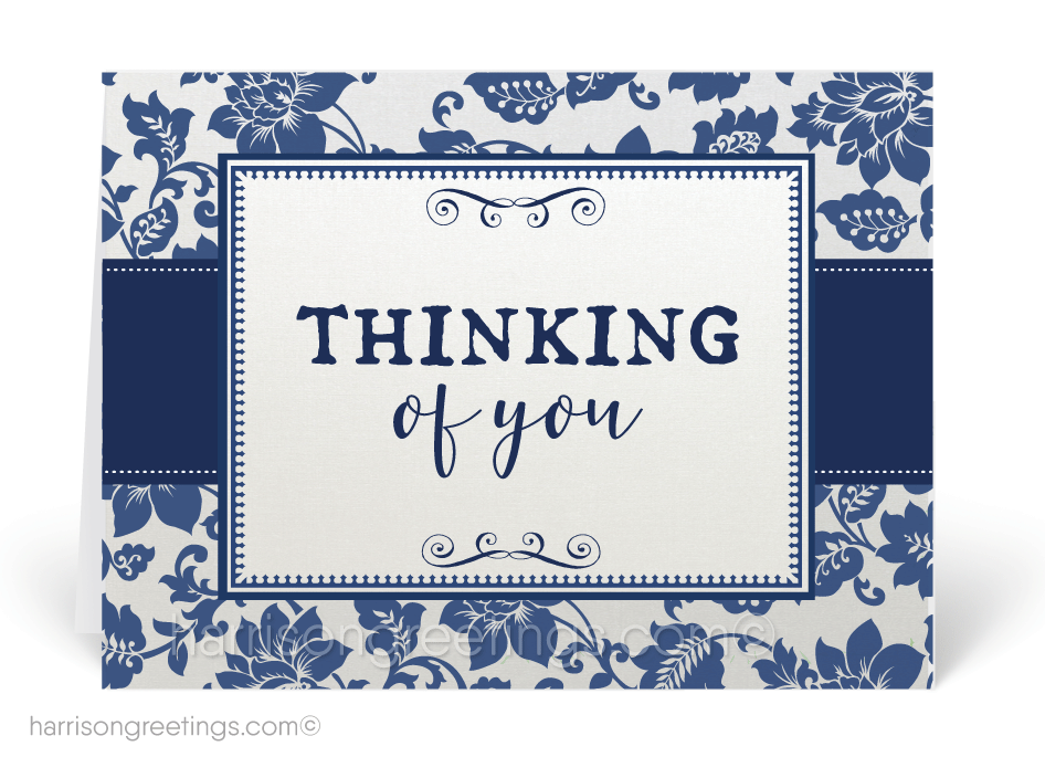 Traditional Navy Thinking of You Cards