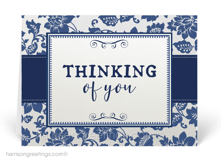 Traditional Navy Thinking of You Cards