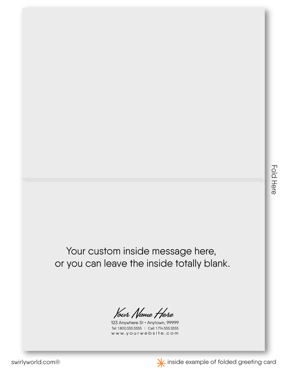 Retro Modern Navy Blue Thank You Cards for Business