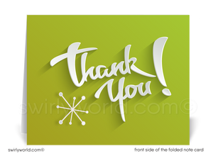 Atomic Retro Mid-Century Modern Style Green Thank You Note Cards