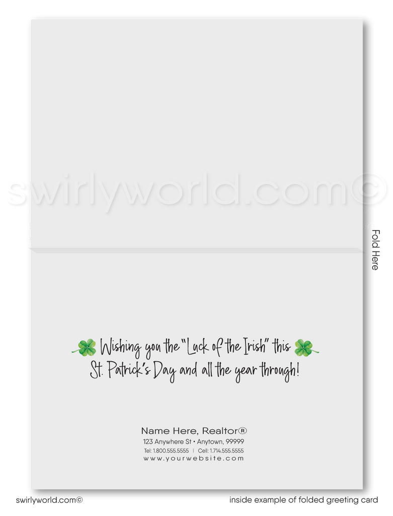 Corporate Business Professional Shamrock Happy St. Patrick's Day Greeting Cards for Clients
