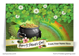 Corporate professional business "Lucky to have you as a customer" green shamrocks leprechaun happy St. Patrick's Day greeting cards.