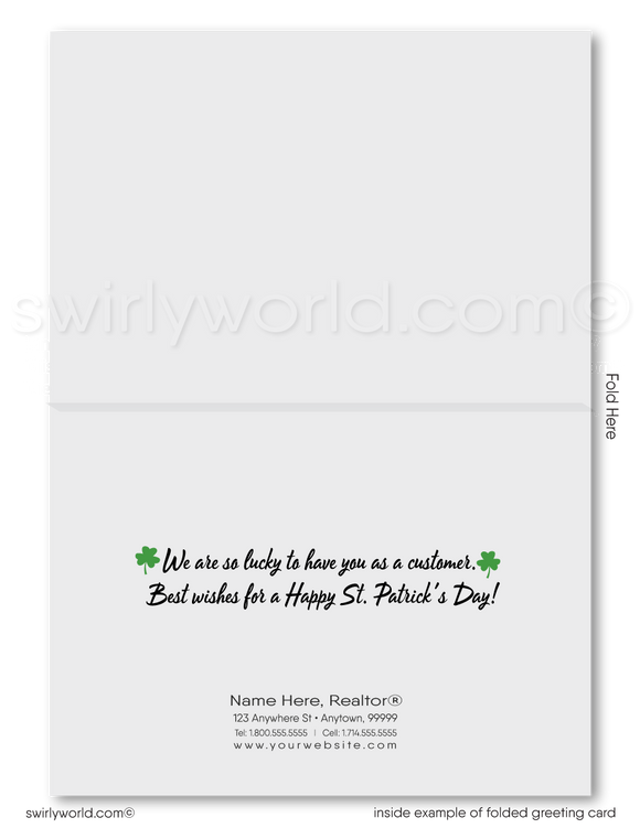 Corporate professional business "Lucky to have you as a customer" green shamrocks leprechaun happy St. Patrick's Day greeting cards.