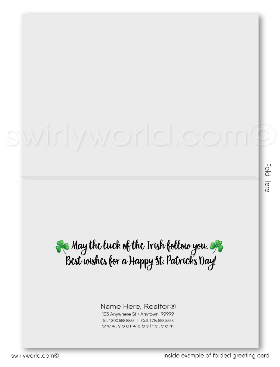 Corporate professional business "Lucky to have you as a customer" green shamrocks leprechaun happy St. Patrick's Day greeting cards.