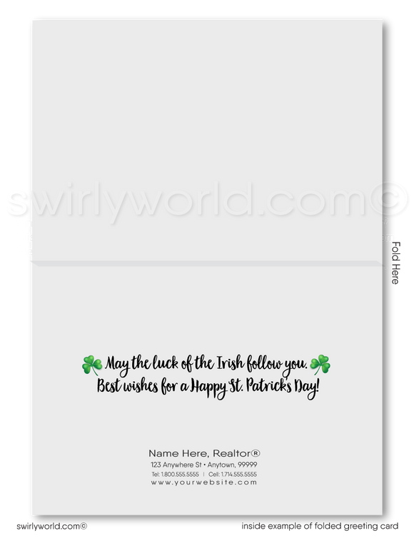 Corporate professional business "Lucky to have you as a customer" green shamrocks leprechaun happy St. Patrick's Day greeting cards.