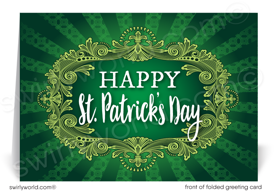 Corporate professional business "Lucky to have you as a customer" green shamrocks leprechaun happy St. Patrick's Day greeting cards.
