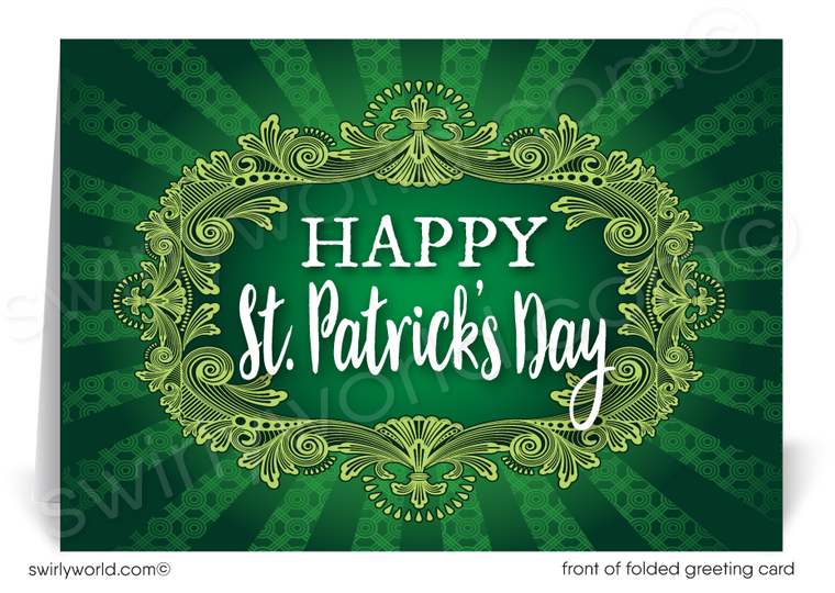 Corporate professional business "Lucky to have you as a customer" green shamrocks leprechaun happy St. Patrick's Day greeting cards.