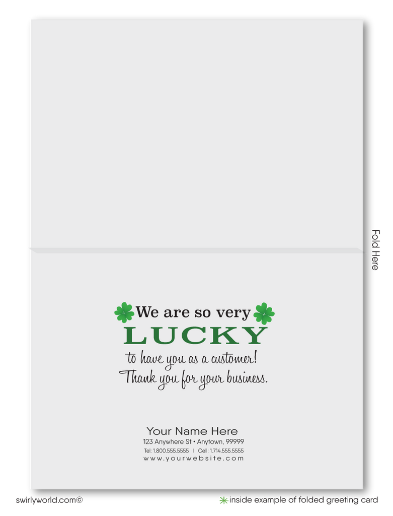 Customer Professional Green Shamrock Happy St. Patrick's Day Cards for Business