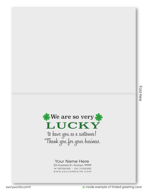 Custom St. Patrick’s Day Greeting Card – Personalized Business Appreciation Card with Shamrock Design