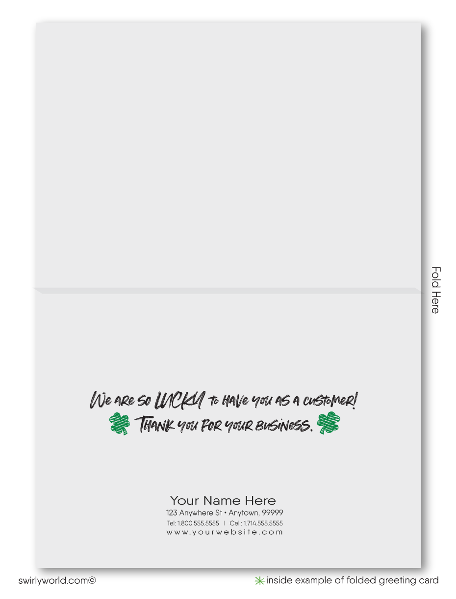Celebrate St. Patrick’s Day with a custom business greeting card! Personalize with your name & message to share appreciation and spread the luck of the Irish.