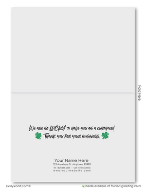 Custom St. Patrick’s Day Business Greeting Card – Personalized Shamrock & Bunting Design