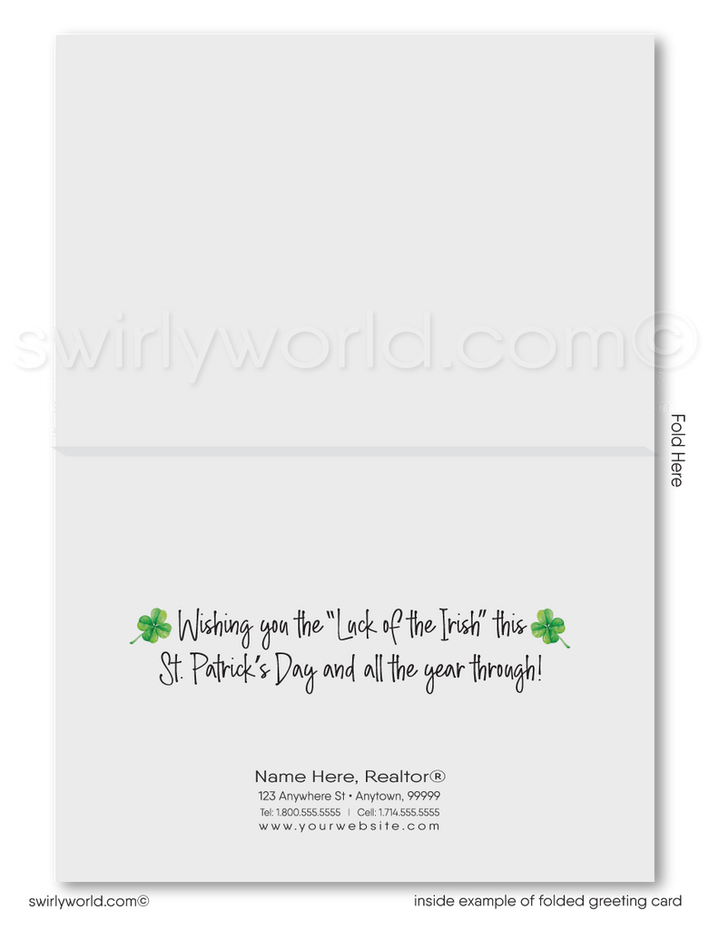 Corporate professional business "Lucky to have you as a customer" green shamrocks leprechaun happy St. Patrick's Day greeting cards.