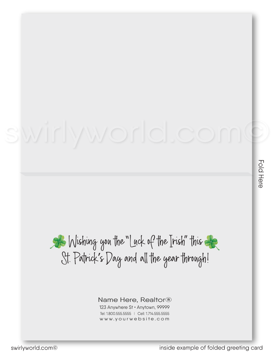 Corporate professional business "Lucky to have you as a customer" green shamrocks leprechaun happy St. Patrick's Day greeting cards.