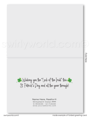 Corporate professional business "Lucky to have you as a customer" green shamrocks leprechaun happy St. Patrick's Day greeting cards.