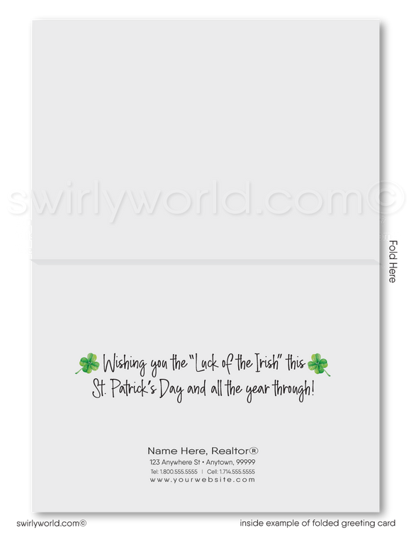 Corporate professional business "Lucky to have you as a customer" green shamrocks leprechaun happy St. Patrick's Day greeting cards.