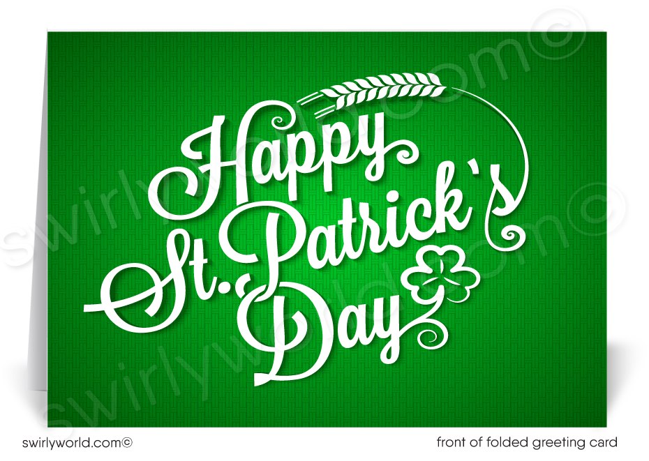 Corporate professional business "Lucky to have you as a customer" green shamrocks leprechaun happy St. Patrick's Day greeting cards.