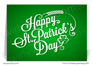 Corporate professional business "Lucky to have you as a customer" green shamrocks leprechaun happy St. Patrick's Day greeting cards.