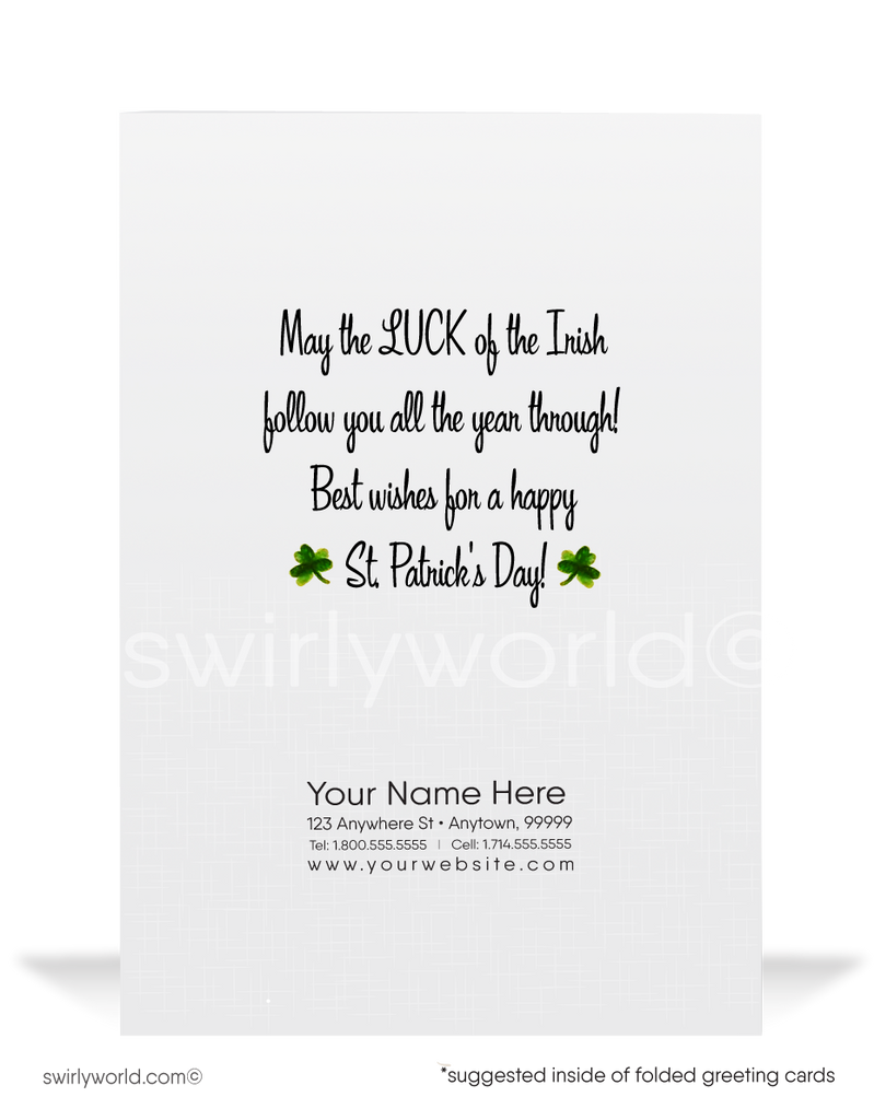 Vintage 1940s-1950s retro kitsch traditional Irish dancers green shamrocks happy St. Patrick's Day greeting cards.