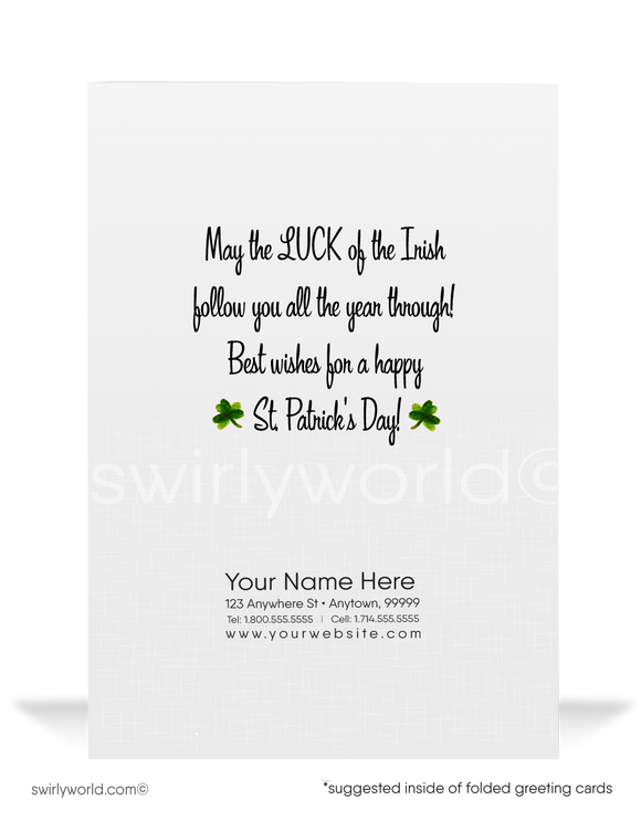 Vintage 1940s-1950s retro kitsch traditional Irish dancers green shamrocks happy St. Patrick's Day greeting cards.