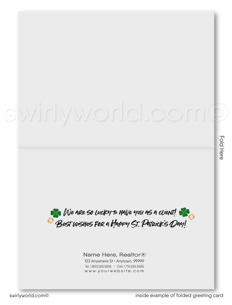 Professional Gold and Green Shamrocks Happy St. Patrick's Day Cards for Clients