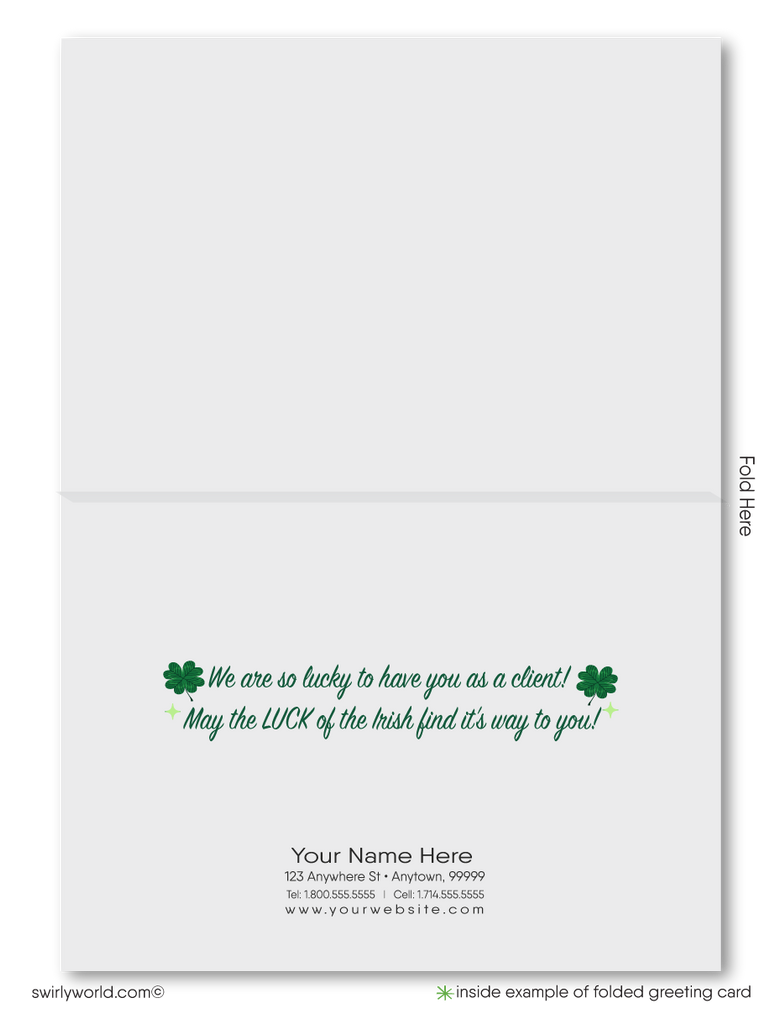 Cute retro modern green 4-leaf clover shamrock business "Lucky to Have You as a Customer" happy St. Patrick's day cards.