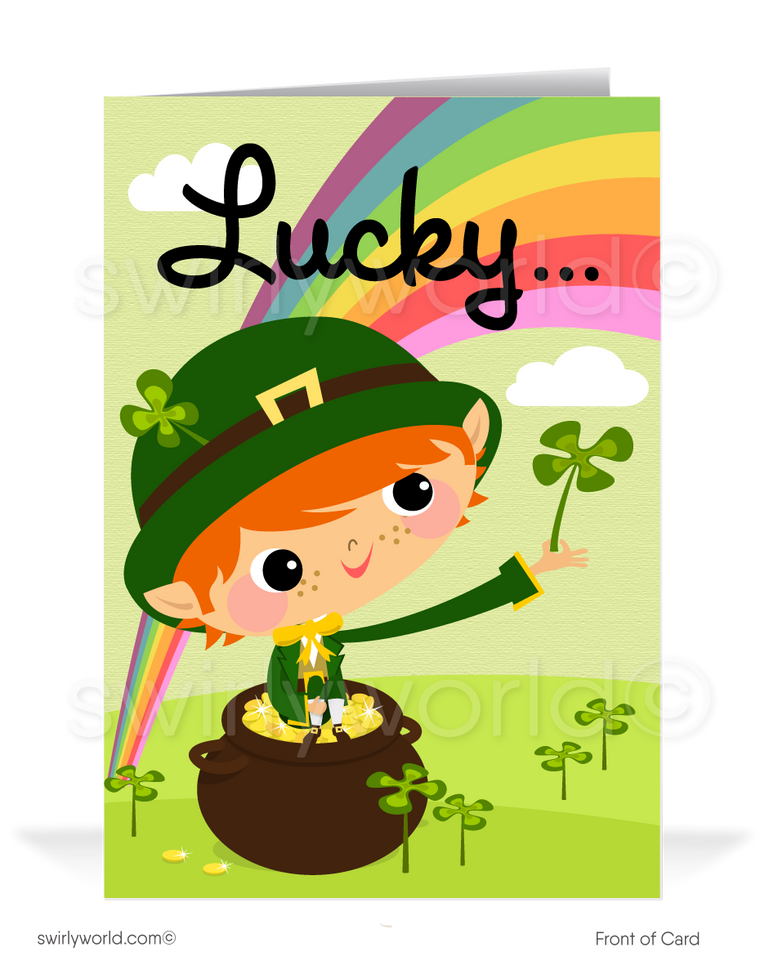 St Patricks greeting card with leprechaun. St Patricks greeting card with  cute cartoon leprech…